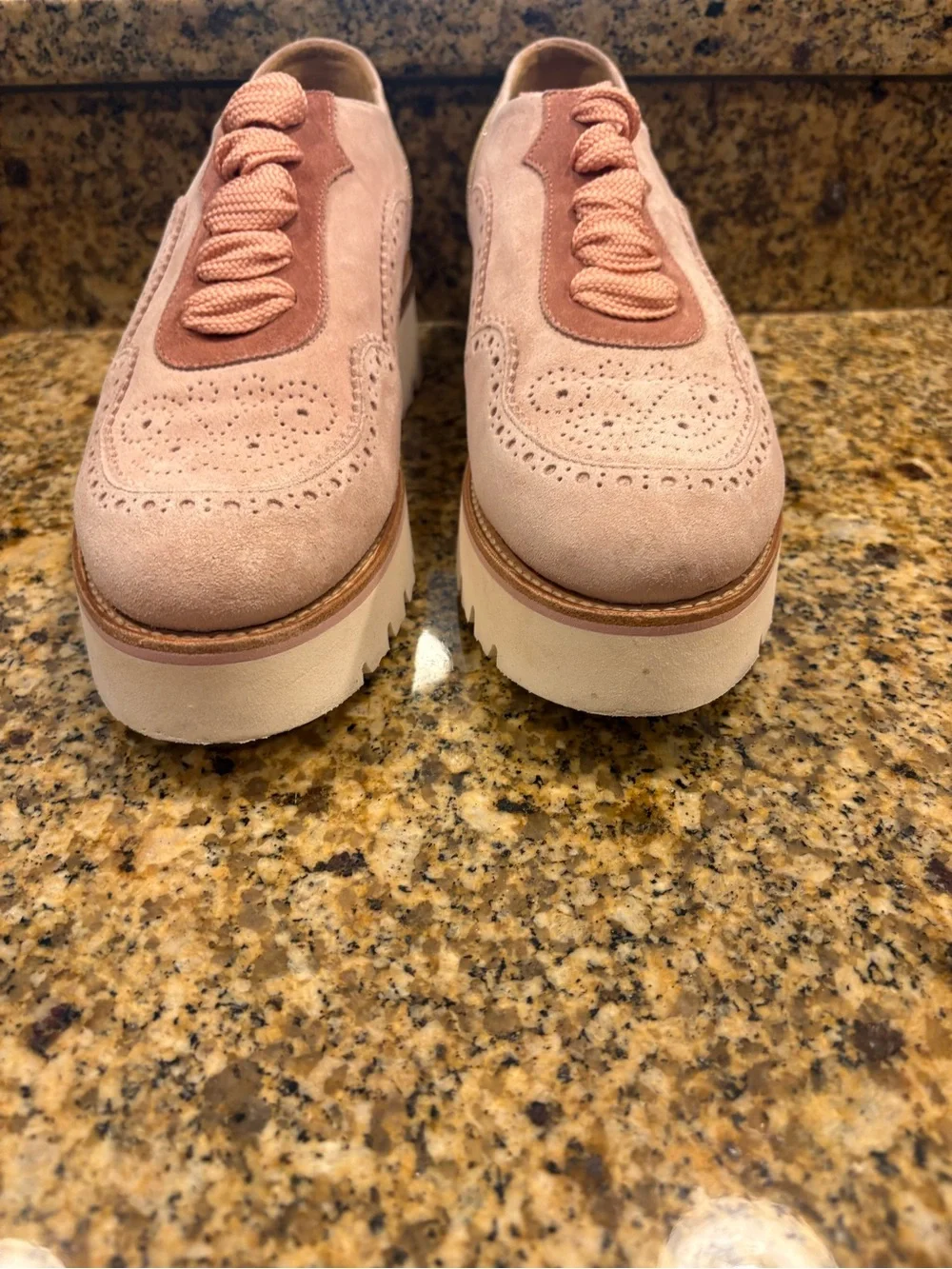 The Office of Angela Scott Ms Elaine Pink Suede Platform Derby Shoes 39.5 US 9.5